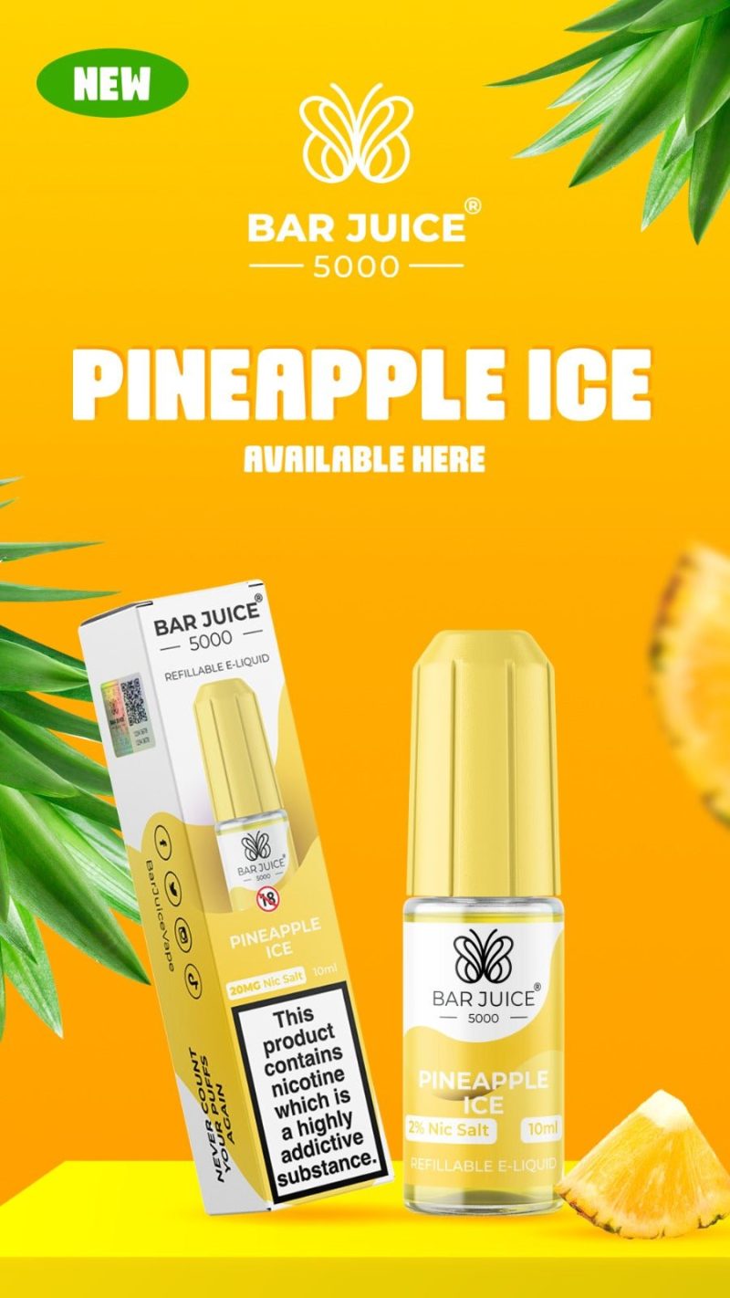 bar juice 5000 pineapple ice 10ml box of 10 mcr vape distro 761769