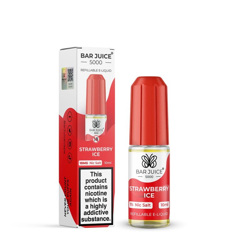 bar juice 5000 strawberry ice 10ml box of 10 mcr vape distro 631624