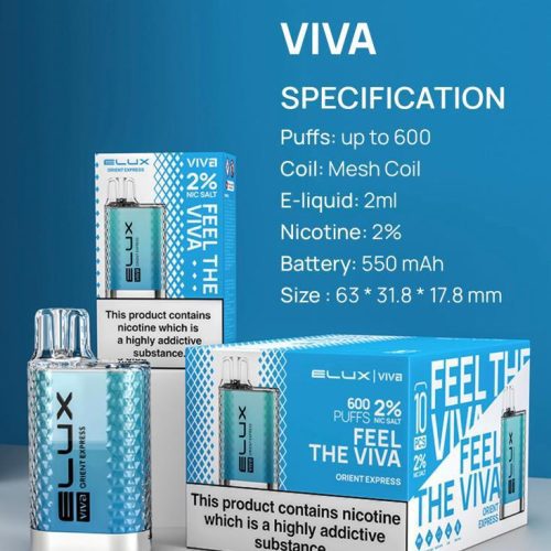 elux viva 600 puffs disposable vape pod box of 10 mcr vape distro 893198