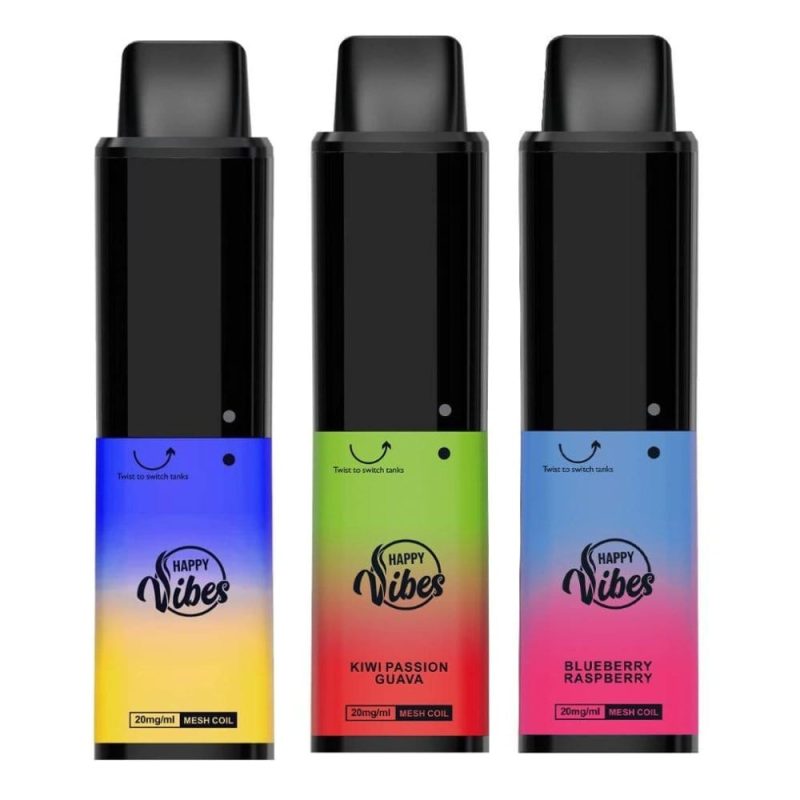 happy vibes twist 2400 disposable vape pod puff bar box of 5 mcr vape distro 115772