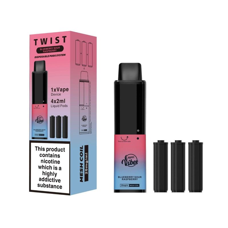 happy vibes twist 2400 disposable vape pod puff bar box of 5 mcr vape distro 739460