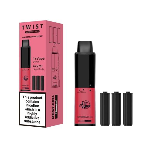 happy vibes twist 2400 disposable vape pod puff bar box of 5 mcr vape distro 854540